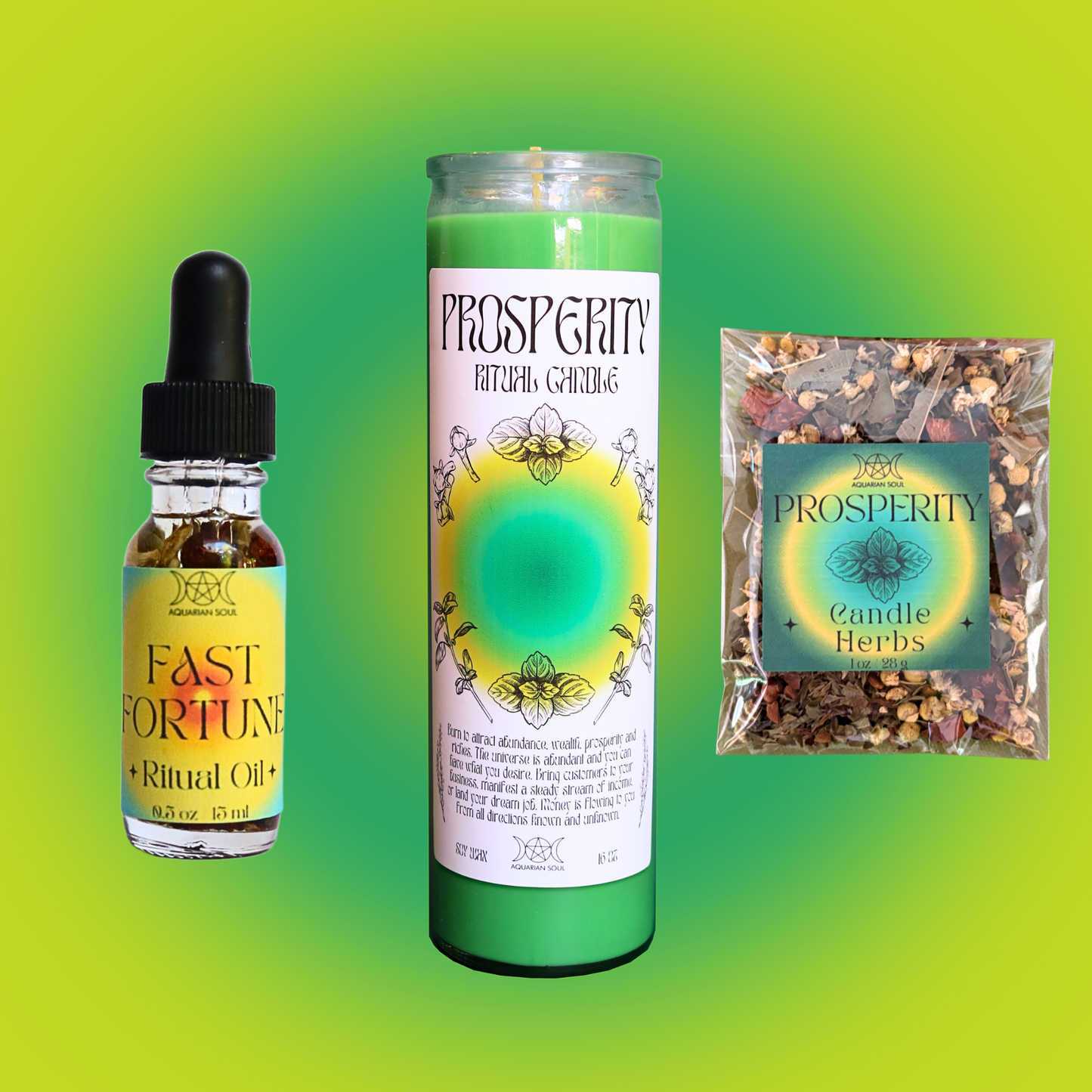 Prosperity 7 Day Ritual Candle Dressing Kit