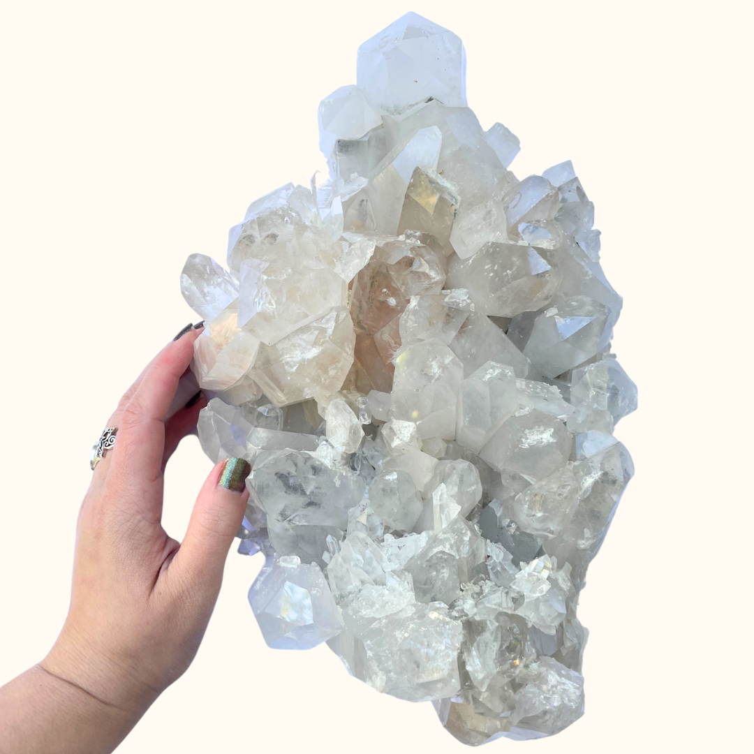 Quartz Cluster Large Yin Yang Orange & Gray Hues