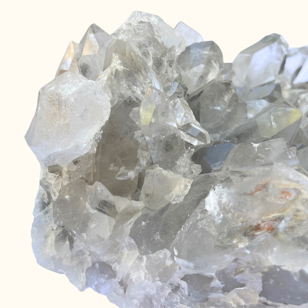 Quartz Cluster Large Yin Yang Orange & Gray Hues