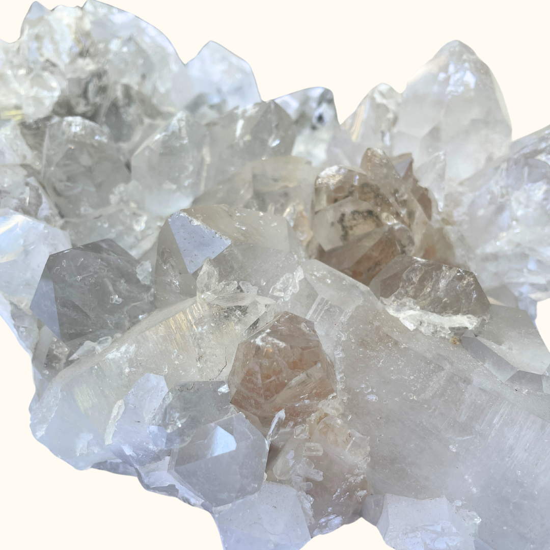 Quartz Cluster Large Yin Yang Orange & Gray Hues