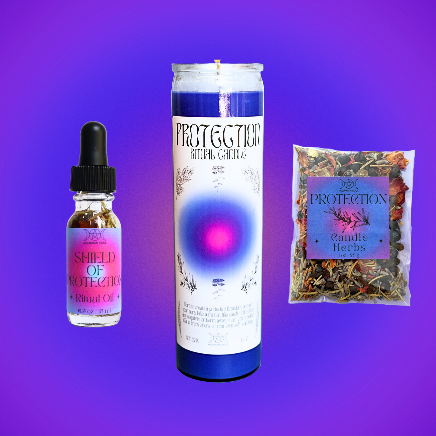 Protection 7 Day Ritual Candle Dressing Kit