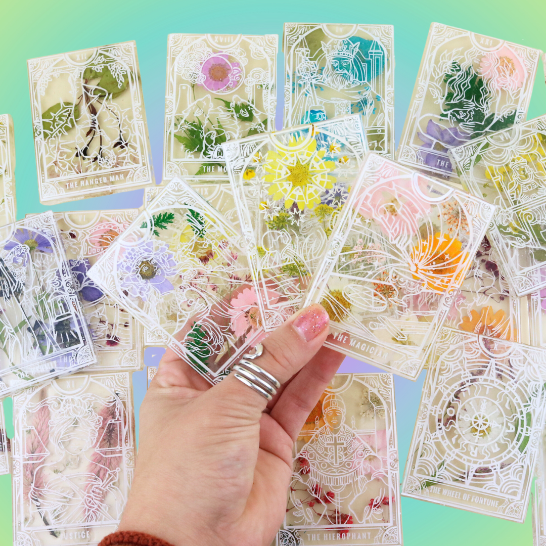 Pressed Flower Transparent Tarot Card Deck